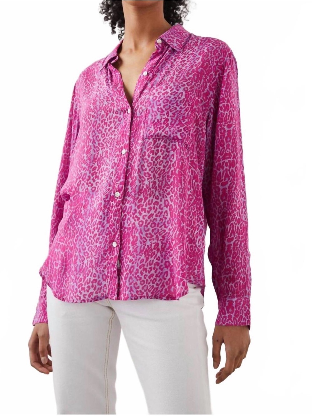 Rails Josephine Magenta Cheetah Print Button Down Shirt Size M